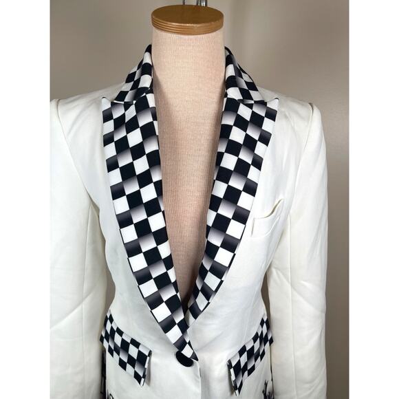 Love McNicoll Celine Chess Black and White Checkered Blazer Size Medium - Picture 6 of 12